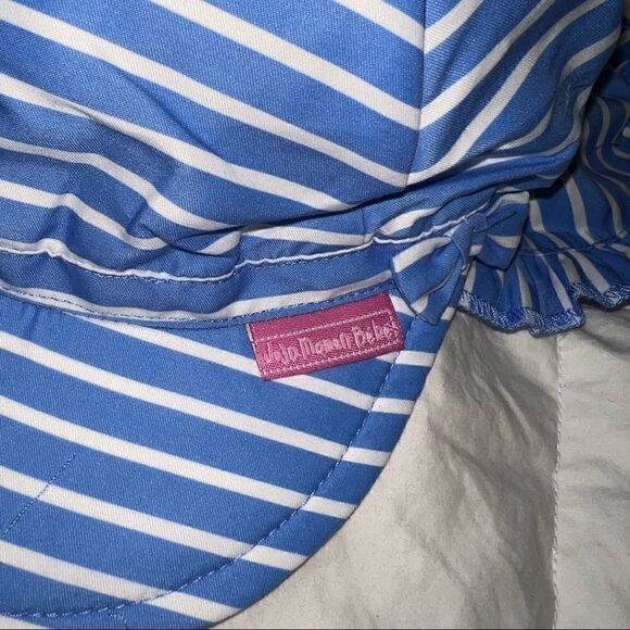 Jojo Maman Bebe Pretty Flap Hat blue with white stripes - Picture 6 of 9